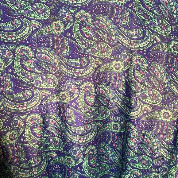 Silk Robe Paisley Turquoise Indigo Flowers With Belt - Picture 8 of 8